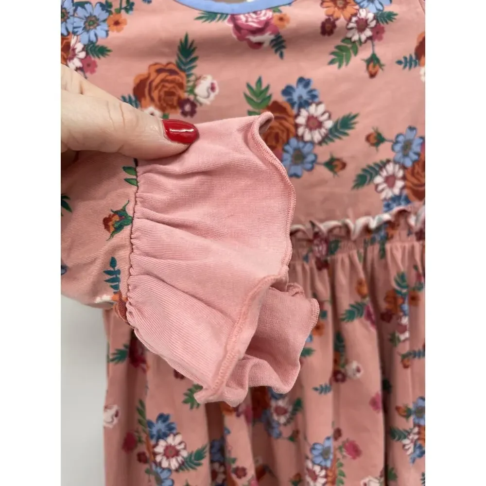 Matilda Jane Lots To Learn Dress Girls Size 6 Long Sleeve Pink Floral Dress